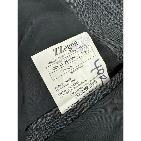 Z Zegna Wool Single-Breasted Blazer Jacket Gray Blue Check Size 40 R US - Picture 7 of 9